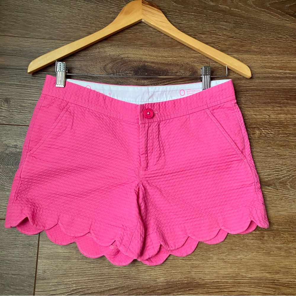Women's Scallop Hem Pink Shorts